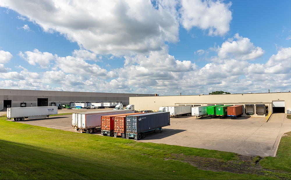 warehouse docks with storage trailers