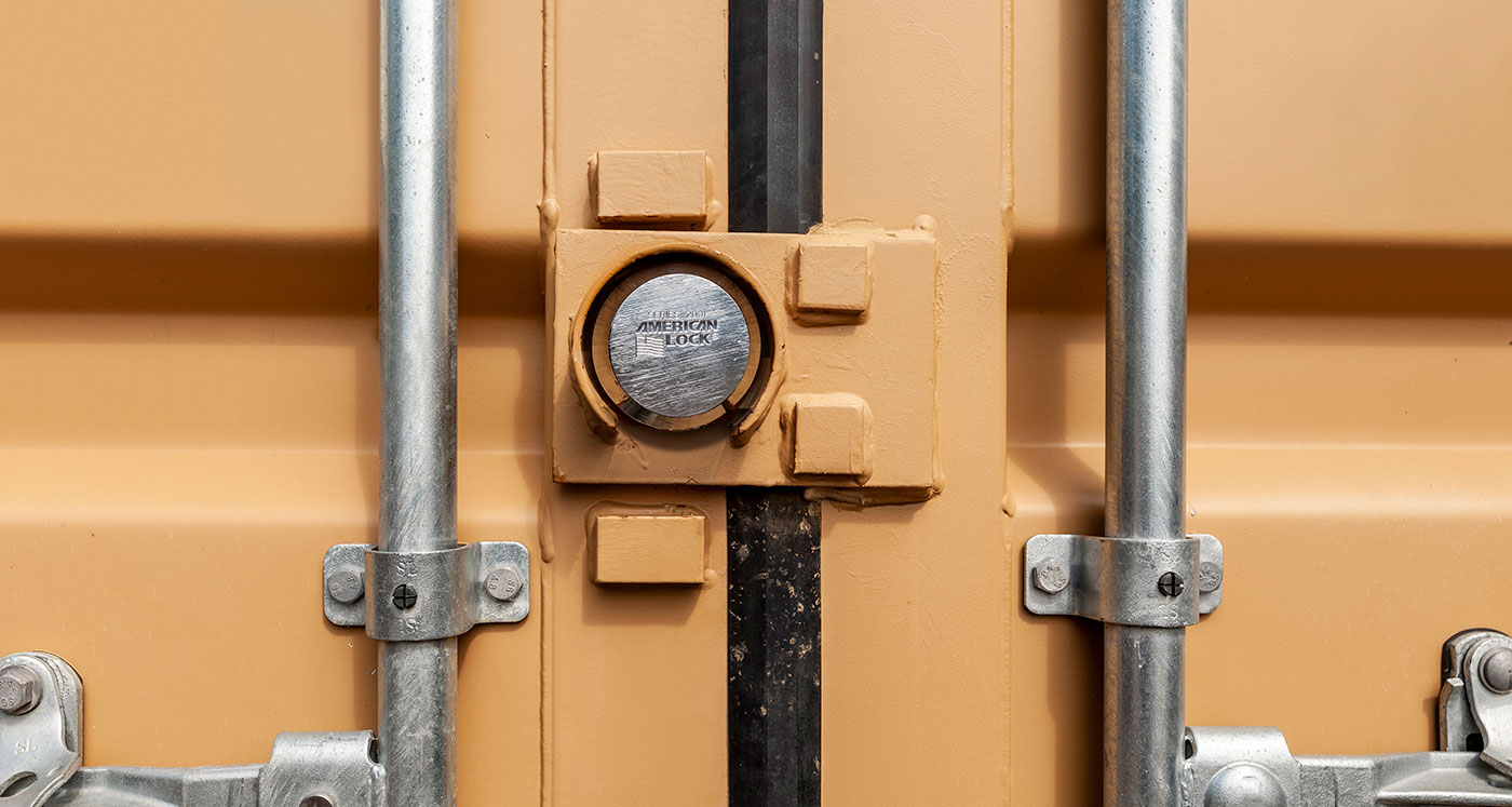 storage container door with lock