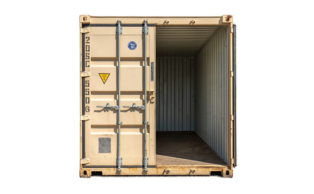 20 foot storage container door open